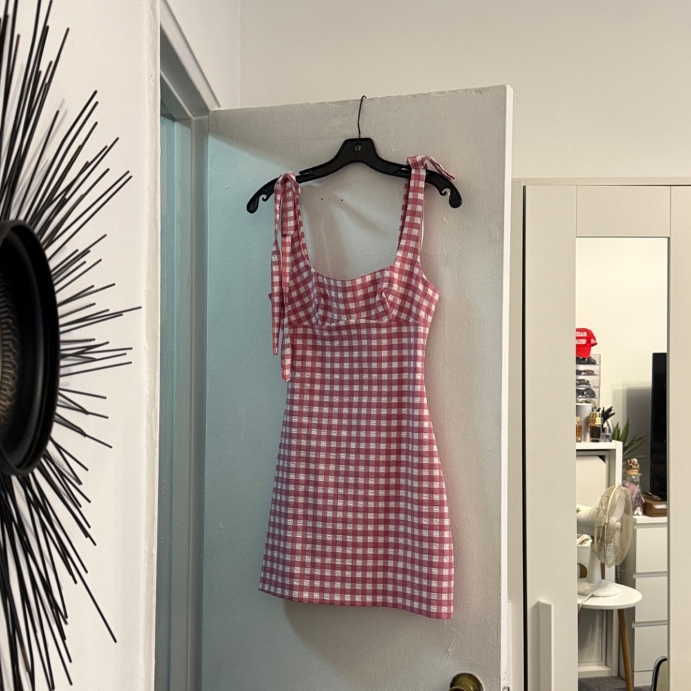 Zara - GINGHAM CHECK DRESS WITH BOWS - XS - Picture 3 of 9